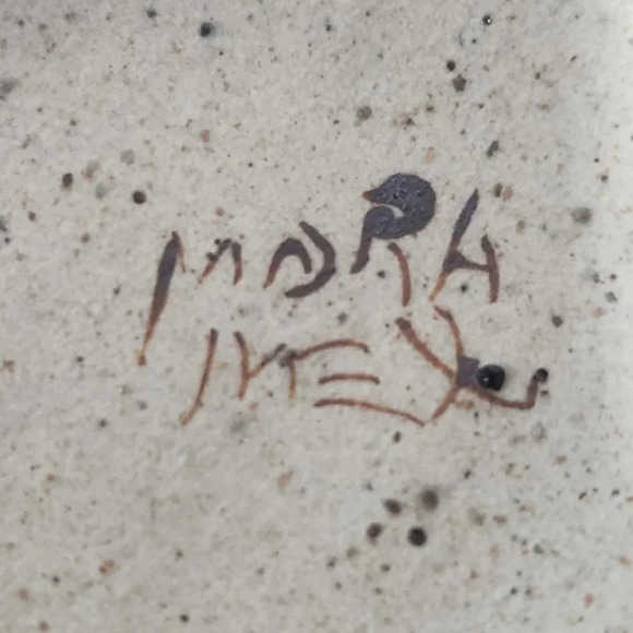 Vintage Signed Mexican Tonala Art Pottary Handpainted Blue/Green/White Foliage - Picture 4 of 6